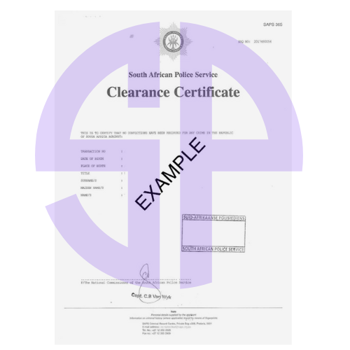 Police Clearance SAPS Certificate
